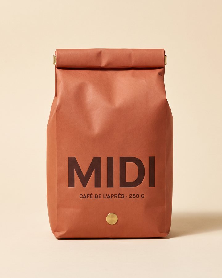 Le sachet MIDI en papier terracotta, nom imprimé en creux